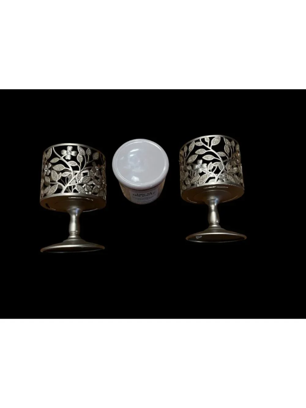 Bath and Body Works Dogwood Pedestal 3-Wick Candle Holder & Candle Lot 3 New